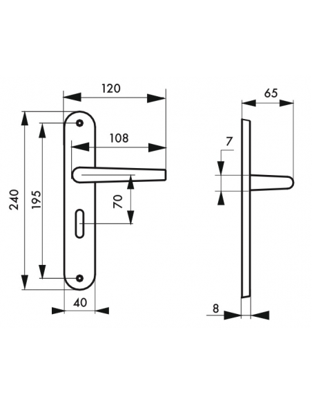 Ensemble de poignées pour salle de bain/toilette Vesta à condamnation, carré 7mm, entr'axes 195mm, nickelé satiné - THIRARD P...