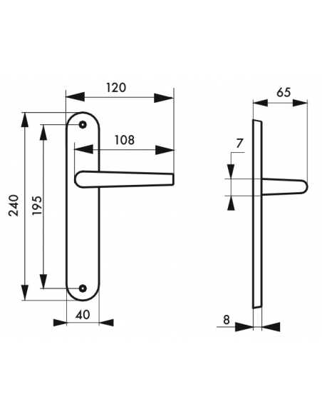 Ensemble de poignées pour porte intérieure Vesta sans trou, carré 7mm, entr'axes 195mm, nickelé satiné - THIRARD Poignée