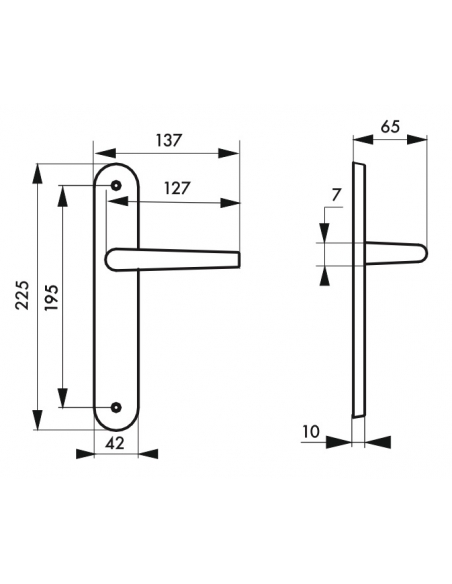 Ensemble de poignées pour porte intérieure Poseidon sans trou, carré 7mm, entr'axes 195mm, inox brossé - THIRARD Poignée