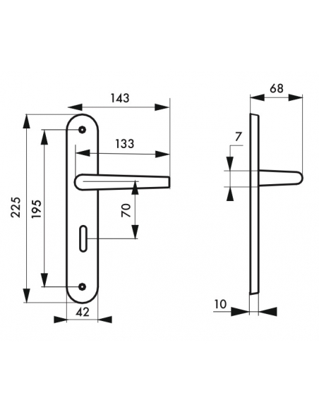 Ensemble de poignées pour salle de bain/toilette Ouranus à condamnation, carré 7mm, entr'axes 195mm, inox brossé - THIRARD Po...