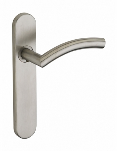 Ensemble de poignées pour porte intérieure Ouranus sans trou, carré 7mm, entr'axes 195mm, inox brossé - THIRARD Poignée