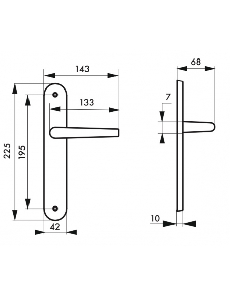 Ensemble de poignées pour porte intérieure Ouranus sans trou, carré 7mm, entr'axes 195mm, inox brossé - THIRARD Poignée