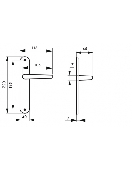 Ensemble de poignées pour porte intérieure Maia sans trou, carré 7mm, entr'axes 195mm, argent - THIRARD Poignée