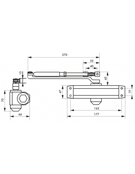 Ferme-porte automatique hydraulique force 3, argent - THIRARD Ferme porte