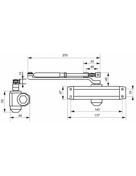 Ferme-porte automatique hydraulique force 3, noir - THIRARD Ferme porte