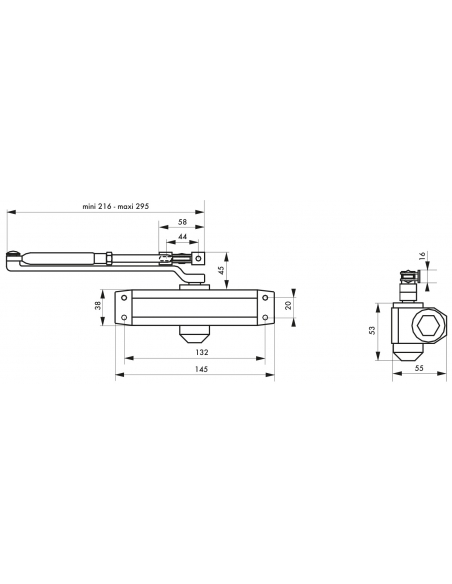 Ferme-porte automatique hydraulique + 30kg, arrêt 90°, laqué gris - THIRARD Ferme porte