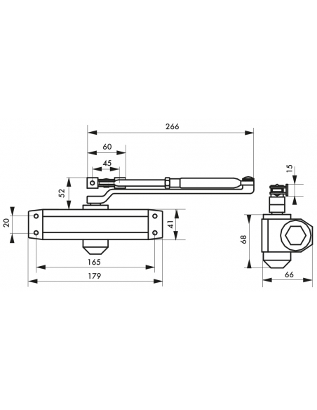 Ferme-porte automatique réversible hydraulique force 3, argent - THIRARD Ferme porte