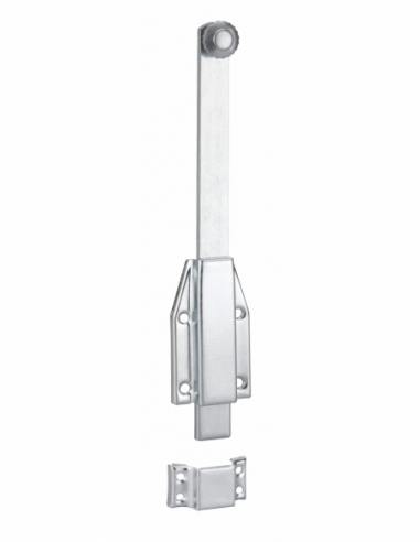 Verrou à plaquer, gâche plate, pêne coulissant, acier, 250mm, zingué blanc - THIRARD Verrou à plaquer