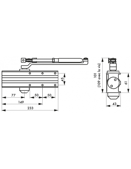 Ferme-porte automatique hydraulique Design force 2 à 4, blanc - THIRARD Ferme porte