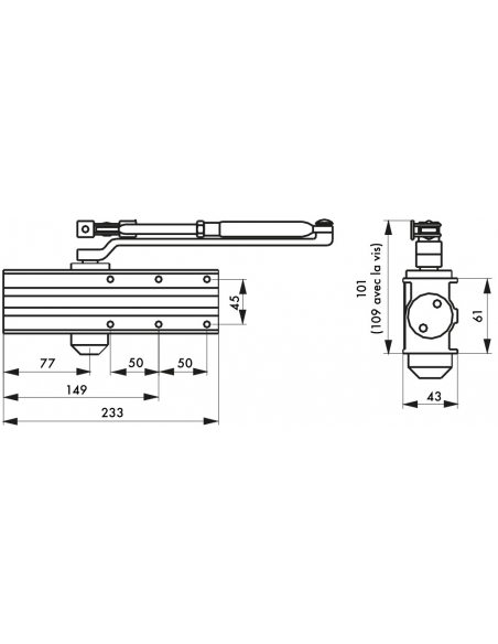 Ferme-porte automatique hydraulique Design force 2 à 4, argent - THIRARD Ferme porte