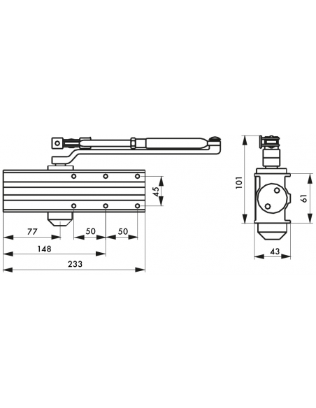 Ferme-porte automatique hydraulique Design force 3, bras coulissant, argent - THIRARD Ferme porte