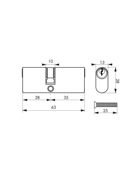 Cylindre de serrure double entrée Ovale, 28x35mm, laiton, anti-arrachement, 3 clés - THIRARD Cylindre de serrure