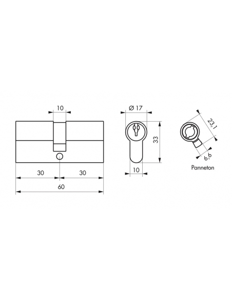 Cylindre de serrure clé modifiable, 30x30mm, anti-arrachement, anti-perçage, nickel, 2x3 clés - THIRARD Cylindre de serrure