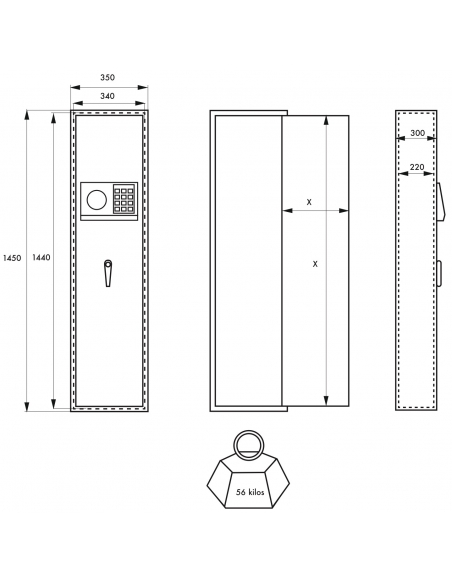 Armoire à fusils Cardiff, fermeture électronique à code, 2 pênes, capacité de 5 fusils - THIRARD Armoire à fusils