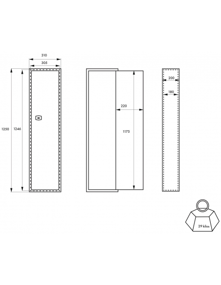 Armoire à fusils Brissac, fermeture par clé, 2 pênes, capacité de 5 fusils - THIRARD Armoire à fusils