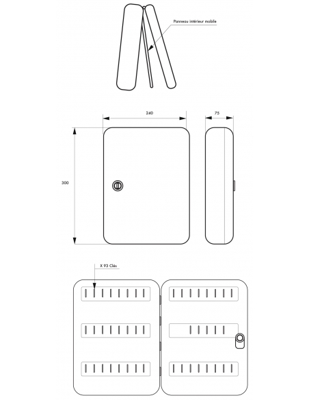 Armoire à clé Kibox, serrure à cylindre, capacité de 93 clés - THIRARD Armoire à clé