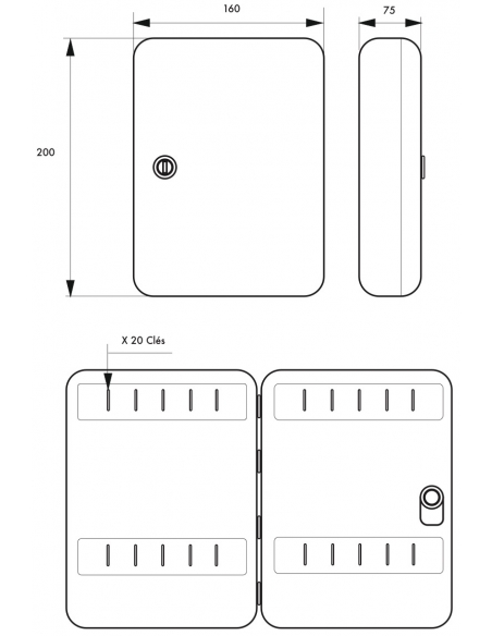 Armoire à clé Kibox, serrure à cylindre, capacité de 20 clés - THIRARD Armoire à clé