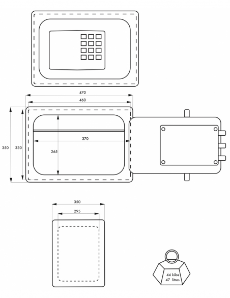 Coffre-fort à poser Rambures, fermeture électronique à code, 5 pênes, 47L - THIRARD Coffre fort à code