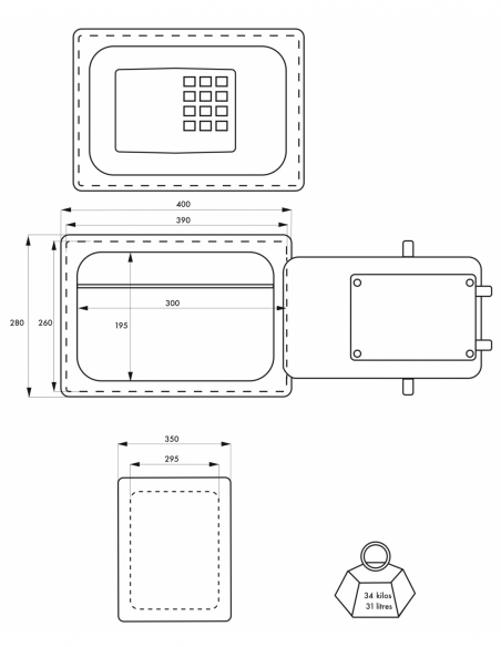 Coffre-fort à poser Rambures, fermeture électronique à code, 4 pênes, 31L - THIRARD Coffre fort à code