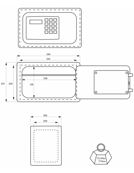 Coffret de sécurité à poser Edimbourg, fermeture électronique à code, 2 pênes, 17L - THIRARD Coffre fort à code