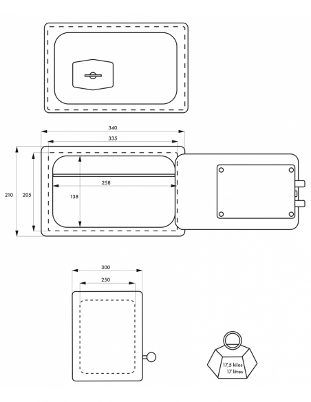 Coffret de sécurité à poser Frontenac, fermeture par clé, 2 pênes, 17L - THIRARD Coffre fort
