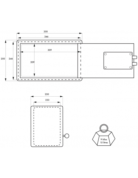 Coffret de sécurité à poser Sedan, fermeture par clé, 2 pênes, 15L - THIRARD Coffre fort