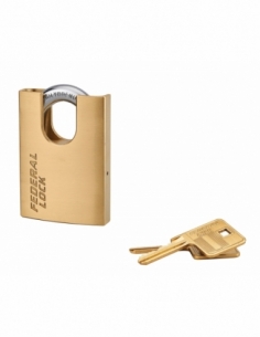 Cadenas à clé Fédéral Lock 530-P, laiton, chantier, anse protégée acier, 60mm, 2 clés - THIRARD Cadenas