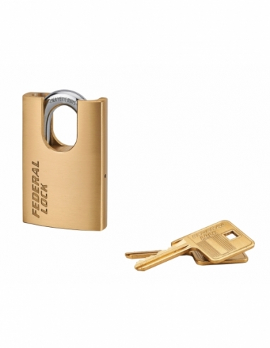 Cadenas à clé Fédéral Lock 520-P, laiton, chantier, anse protégée acier, 50mm, 2 clés - THIRARD Cadenas