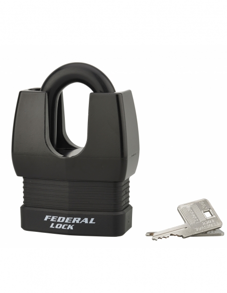 Cadenas à clé Fédéral Lock Docker, extérieur, acier cémenté, double verrouillage, 65mm, 2 clés - THIRARD Cadenas à clé