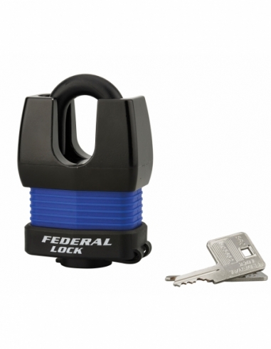 Cadenas à clé Fédéral Lock Docker, extérieur, acier cémenté, double verrouillage, 55mm, 2 clés - THIRARD Cadenas à clé