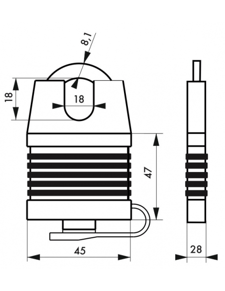 Cadenas à clé Fédéral Lock Docker, extérieur, acier cémenté, double verrouillage, 45mm, 2 clés - THIRARD Cadenas