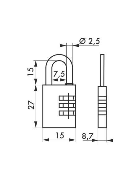 Cadenas à code 158, bagage, 15mm, 3 chiffres - THIRARD Cadenas à combinaison