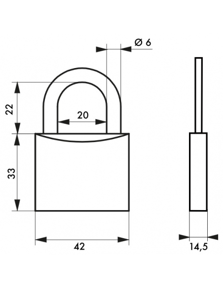 Cadenas à clé Mach, laiton, extérieur, anse acier, 40mm, 2 clés - THIRARD Cadenas