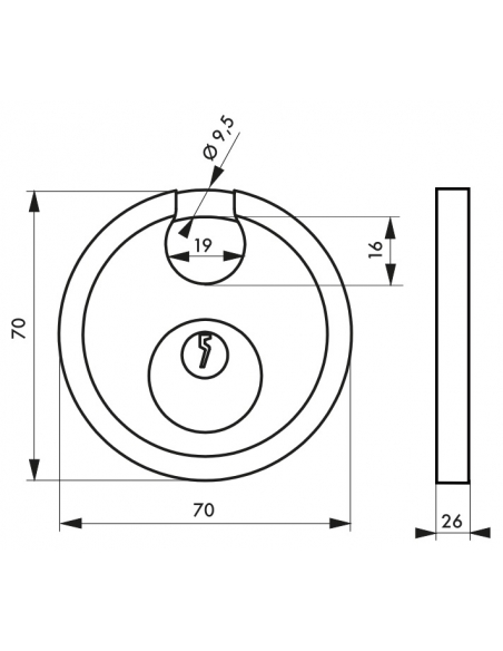 Cadenas à clé Astra, inox, intérieur, anse inox, 70mm, 2 clés - THIRARD Cadenas à clé