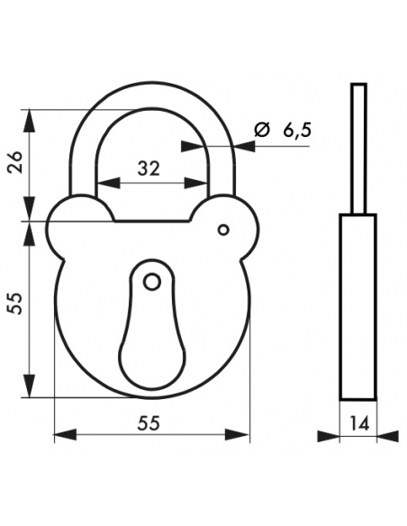 Cadenas à clé 2493, acier, extérieur, anse zinguée, 55mm, 2 clés - THIRARD Cadenas