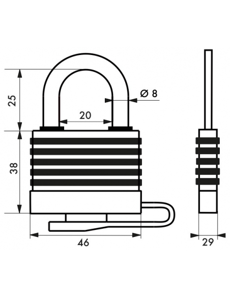 Cadenas à clé Slice, extérieur, 40mm, gainé PVC, 2 clés laiton nickelé - THIRARD Cadenas