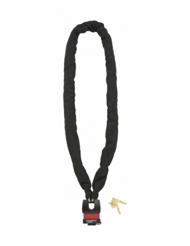 Chaîne acier gainé nylon Loops, vélo, moto, barrières, 1.5m, noir, cadenas, 2 clés - THIRARD Antivols à clé