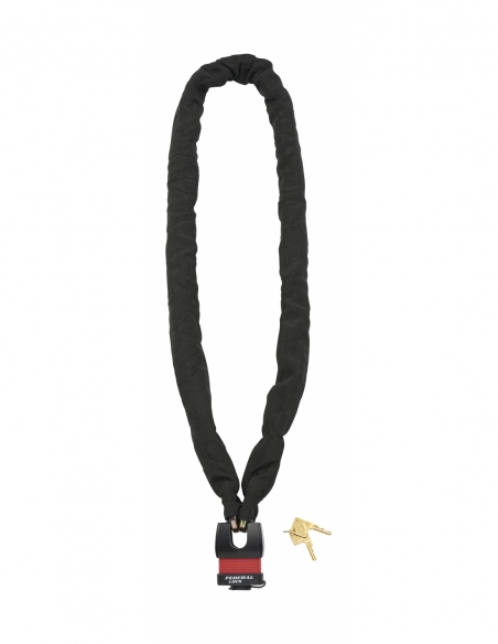 Chaîne acier gainé nylon Loops, vélo, moto, barrières, 1.5m, noir, cadenas, 2 clés - THIRARD Antivols à clé