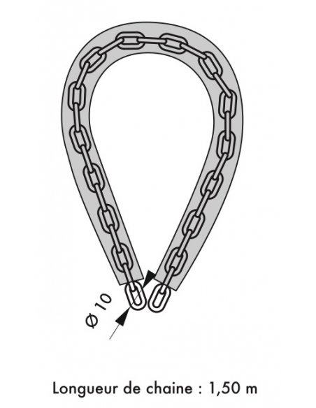 Chaîne acier gainé nylon Loops, vélo, moto, barrières, 1.5m, noir, cadenas, 2 clés - THIRARD Antivols à clé