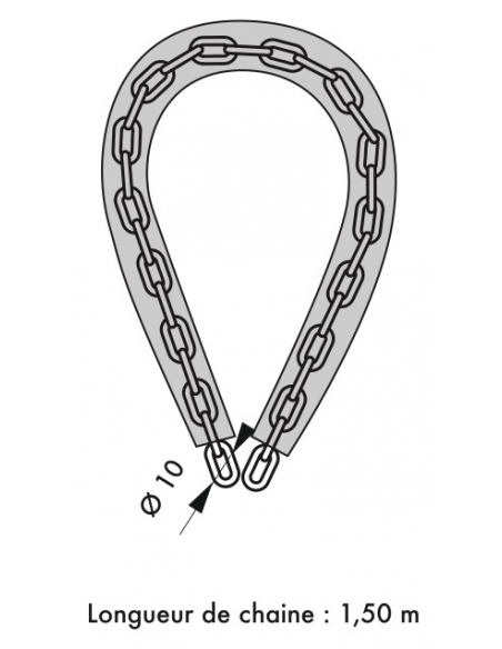 Chaîne acier gainé nylon Loops, vélo, moto, barrières, 1.5m, noir - THIRARD Chaîne