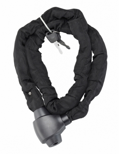 Chaîne acier gainé nylon Loops, vélo, moto, barrières, 1.5m, noir, 2 clés - THIRARD Antivols à clé