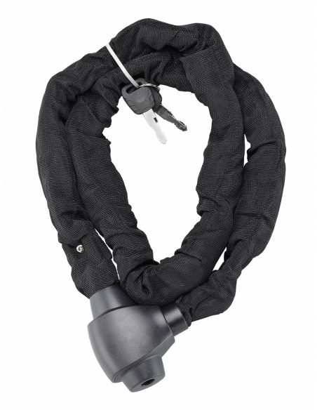 Chaîne acier gainé nylon Loops, vélo, moto, barrières, 1.5m, noir, 2 clés - THIRARD Antivols à clé