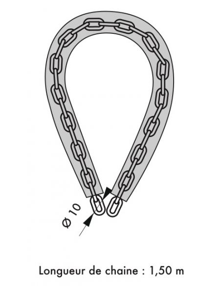 Chaîne acier gainé nylon Loops, vélo, moto, barrières, 1.5m, noir, 2 clés - THIRARD Antivols à clé