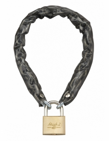 Chaîne acier cémenté zingué à clé Loops, vélo, barrières, Ø 6mm, 0.6m, gaine PVC, cadenas 45mm, 2 clés - THIRARD Chaîne