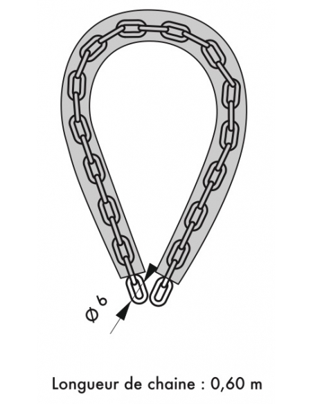 Chaîne acier cémenté zingué à clé Loops, vélo, barrières, Ø 6mm, 0.6m, gaine PVC, cadenas 45mm, 2 clés - THIRARD Chaîne