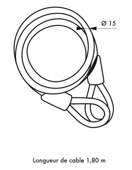 Câble antivol Twisty, vélo, abris de jardin, Ø 15, 1.80m, acier gaine PVC - THIRARD Câble