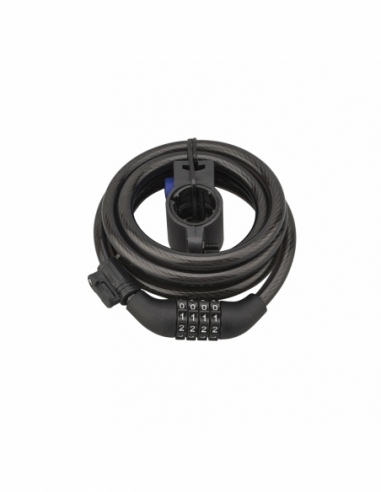 Antivol à combinaison Twisty, 4 chiffres, câble acier, vélo, 10mmx1.8m, noir - THIRARD Antivols à combinaison