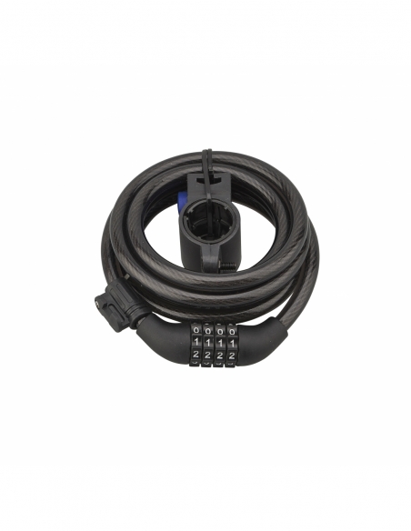 Antivol à combinaison Twisty, 4 chiffres, câble acier, vélo, 10mmx1.8m, noir - THIRARD Antivols à combinaison