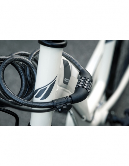 Antivol à combinaison Twisty, 4 chiffres, câble acier, vélo, 10mmx1.8m, noir - THIRARD Antivol