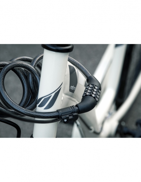 Antivol à combinaison Twisty, 4 chiffres, câble acier, vélo, 10mmx1.8m, noir - THIRARD Antivols à combinaison
